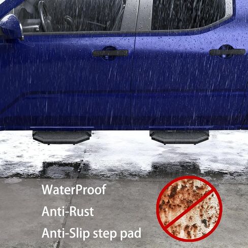 خطوات جانبية للوحة الجري متوافقة مع 2024-2026 Toyota Tacoma Double Cab & Crew Cab (4 أبواب كاملة الحجم)، فولاذ كربوني عالي التحمل بتصميم درجين، قضيب Nerf، نمط B in Kuwait