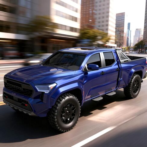 خطوات جانبية للوحة الجري متوافقة مع 2024-2026 Toyota Tacoma Double Cab & Crew Cab (4 أبواب كاملة الحجم)، فولاذ كربوني عالي التحمل بتصميم درجين، قضيب Nerf، نمط B in Kuwait