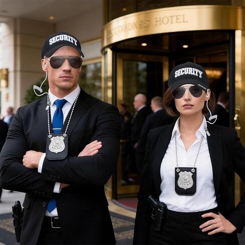 Security Hats, Security Guard Costume Accessories Include Agent Hat Baseball Cap with Police Officer Badge, Secret Service Earpiece and Black Sunglasses, 3D Embroidered Cop Hat for Men Women in Kuwait