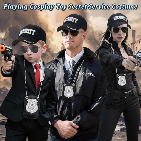 Security Hats, Security Guard Costume Accessories Include Agent Hat Baseball Cap with Police Officer Badge, Secret Service Earpiece and Black Sunglasses, 3D Embroidered Cop Hat for Men Women in Kuwait