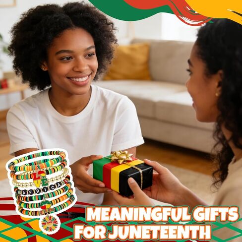 Juneteenth Bracelets for Women Men, Layered Beaded Bracelets, Freedom Celebration Accessories, African Inspired Festival Costume Wristbands, Black History Theme Gifts for Adults in Saudi Arabia