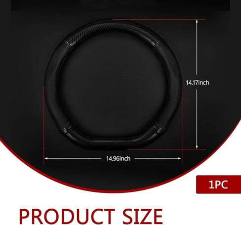 1 PC Steering Wheel Cover, D-shaped Breathable Steering Wheel Sleeve, Non-slip Leather Steer Cover for Four Seasons, Universal Steer Accessories for Most Cars (Carbon Fiber Black) in Kuwait