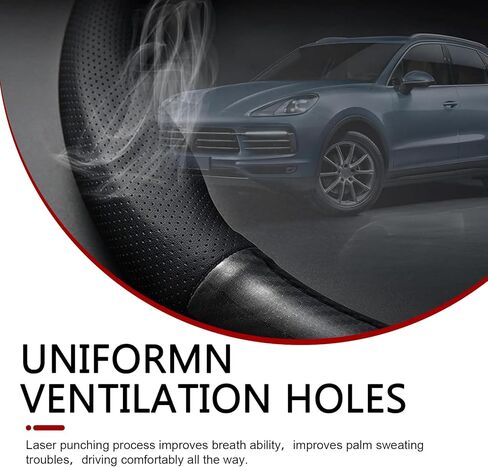 1 PC Steering Wheel Cover, D-shaped Breathable Steering Wheel Sleeve, Non-slip Leather Steer Cover for Four Seasons, Universal Steer Accessories for Most Cars (Carbon Fiber Black) in Kuwait