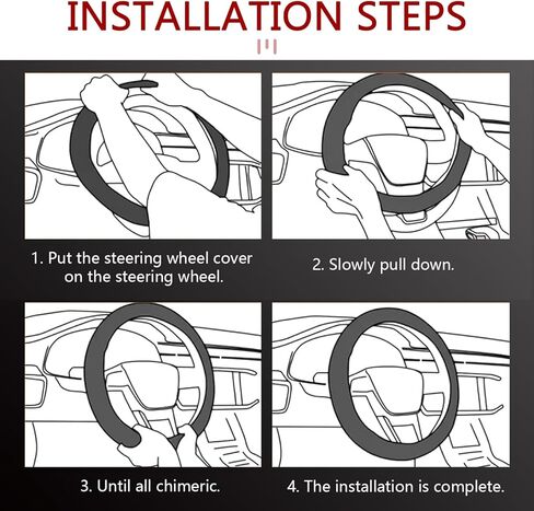 1 PC Steering Wheel Cover, D-shaped Breathable Steering Wheel Sleeve, Non-slip Leather Steer Cover for Four Seasons, Universal Steer Accessories for Most Cars (Carbon Fiber Black) in Kuwait