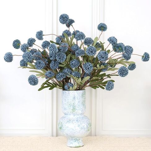 12 قطعة من زهور كيكو المزيفة، كرات أقحوان صغيرة صناعية مع سيقان، أمهات صغيرة من الحرير الصناعي لترتيب الزهور المزهرية، باقات DIY لتزيين طاولات حفلات الزفاف وديكور المنزل (بدون مزهرية) in Kuwait