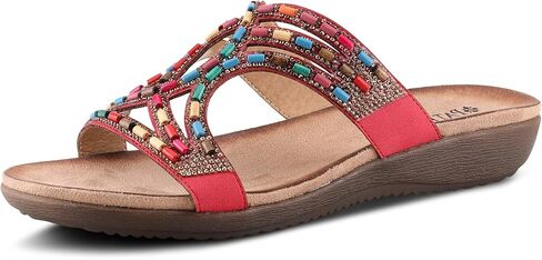 PATRIZIA Twirling Women's Slip-On Sandals – Crystal & Bead Embellished Slides with Microsuede Footbed, TPR Outsole, and 1¼" Low Heel in Saudi Arabia