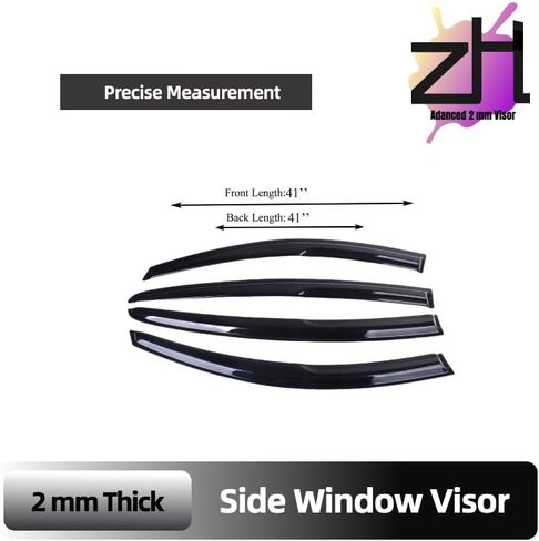 Fits for Nissan Versa Sedan 2012 2013 2014 2015 2016 2017 2018 2019; Premier 2mm-Thick, Safe Sun, Rain, Wind Deflector, Front & Rear Window Vent Visors, Tape-On Outside-Mount,4-Pcs in Saudi Arabia