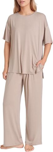 Women's Petite Oversized Lounge Set Petite Length Wide Leg Pants in Saudi Arabia