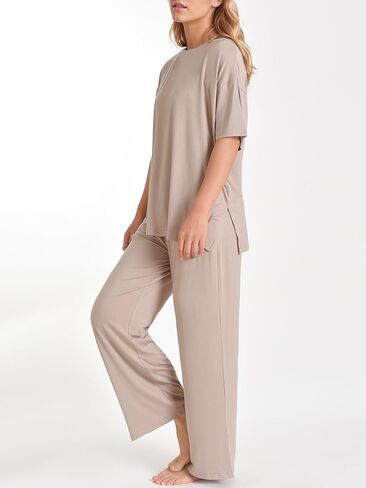 Women's Petite Oversized Lounge Set Petite Length Wide Leg Pants in Saudi Arabia
