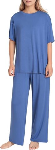 Women's Petite Oversized Lounge Set Petite Length Wide Leg Pants in Kuwait