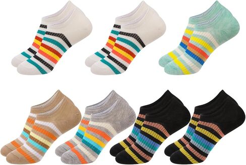 7 Pairs Fashion Striped Ankle Socks for Women Teen Girls Cute Colorful Casual Cotton Tube Socks for Sport Outgoing in Saudi Arabia