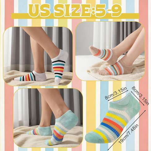 7 Pairs Fashion Striped Ankle Socks for Women Teen Girls Cute Colorful Casual Cotton Tube Socks for Sport Outgoing in Saudi Arabia