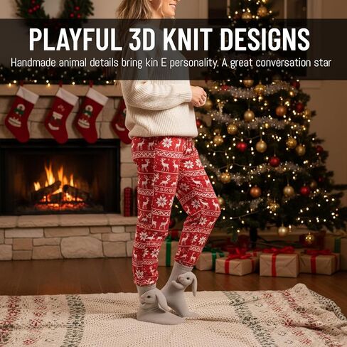 زوج واحد من جوارب الحيوانات ثلاثية الأبعاد، جوارب معانقة للحيوانات للرجال والنساء، جوارب جديدة ناعمة ومريحة، مثالية للارتداء اليومي، الطقس البارد، تقديم الهدايا، الاسترخاء في المنزل in Kuwait