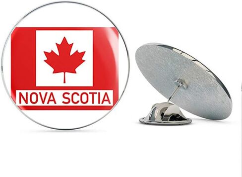 Red Maple Leaf Rectangle with NOVA Scotia (Canadian Canada Province) Metal 0.75" Lapel Hat Pin Tie Tack Pinback in Kuwait