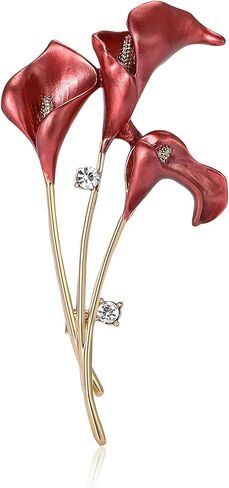 Sparkling Tulip Floral Rhinestone Brooch Pin For Women Elegant Vintage Statement Colors Glossy Petals Classic Dress Coat Scarf Accessory in Kuwait