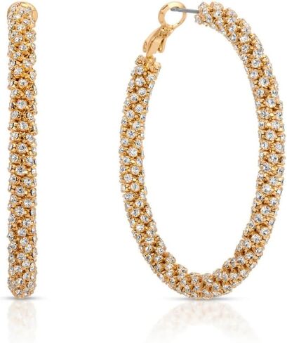 Ettika Gold Hoop Earrings. 18k Gold Plated Earrings for Women. Rope Chain Earrings. Fashion Jewelry For Women in Kuwait