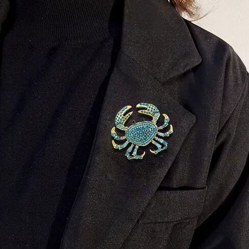 1pcs Shimmering Rhinestone Crab Brooch, Dazzling Sea Creature Accessory for Parties, Casual Wear and Gifting in Saudi Arabia