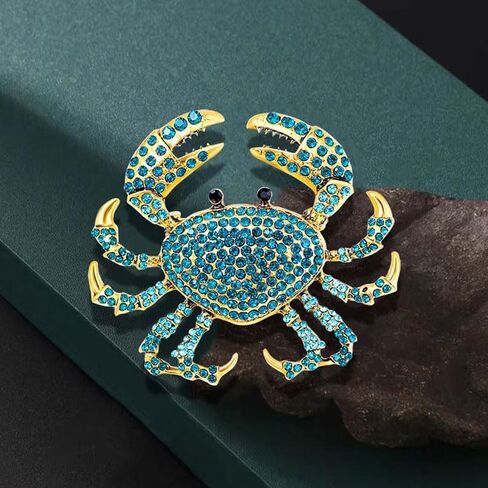 1pcs Shimmering Rhinestone Crab Brooch, Dazzling Sea Creature Accessory for Parties, Casual Wear and Gifting in Saudi Arabia