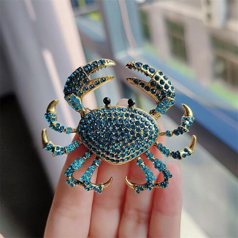 1pcs Shimmering Rhinestone Crab Brooch, Dazzling Sea Creature Accessory for Parties, Casual Wear and Gifting in Saudi Arabia