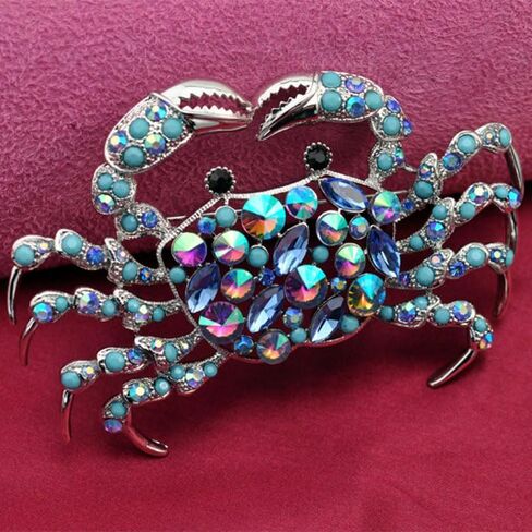 1pcs Shimmering Rhinestone Crab Brooch, Dazzling Sea Creature Accessory for Parties, Casual Wear and Gifting in Saudi Arabia