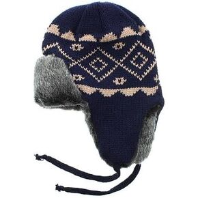 Milani Diamond Pattern Knit Aviator Trapper Earflap Beanie Winter Hat Skull Cap with Faux Fur in Kuwait