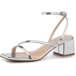 Women Strappy Low Heels: 2.15 Inch Block Heeled Sandals,Comfortable Dressy Sexy Party Casual Sandal Black White Nude Brown Gold Silver Summer Heels in Kuwait