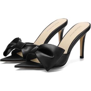 Women's Pointed Open Toe Heels With Bow Fashion Sexy High Kitten Heels Summer Slip on Mules Stiletto Backless Heeled Sandals for Party Daily in Saudi Arabia