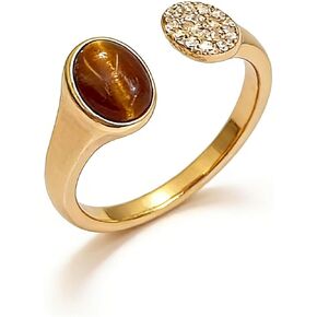 Gold Tiger Eye Knuckle Open Rings for Women Vintage Adjustable Crystal Chunky Bohemian Statement Joint Rings Trendy Party Banquet Jewelry Gift Accessories Wedding Jewelry in Kuwait