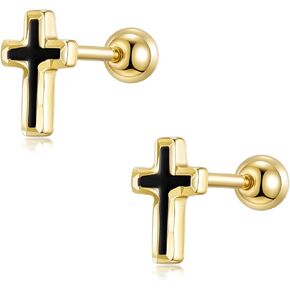 20G Flat Back Earrings 14K Gold Screw Back Stud Earrings 925 Sterling Silver Hypoallergenic for Women Sensitive Ears Small Snake Cross Earring Sleeper in Kuwait
