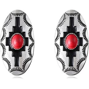 Bohemian Natural Turquoise Stud Earrings for Women Trendy Handmade Vintage Western Geometric Country Oval Earrings Statement Fashion Jewelry Gifts in Kuwait