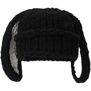 Y2k الجمالية قبعة صغيرة متماسكة القبعات لطيف الأرنب آذان طويلة قبعة Y2k اكسسوارات الكروشيه قبعة صغيرة آذان الأرنب قبعة in Kuwait