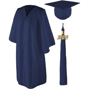 Adult Unisex Matte Graduation Cap and Gown with Tassel and Gold Charm in Kuwait