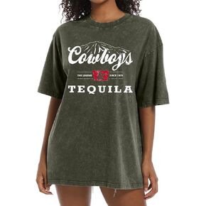 KEEVICI الغربية كاوبوي اقتصاص تي شيرت للنساء راعية البقر موسيقى الريف الحفل خمر الجرافيك تيز روديو حمض غسل التي شيرت in Kuwait