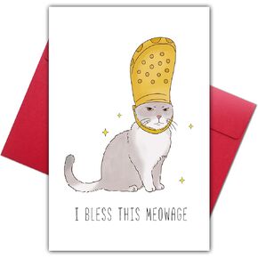 Funny Pope Cat Meme Wedding Card, Hilarious Marriage Pun Anniversary Card for Cat Lovers, Gift for Couple, Friends, Husband Wife, Just Married Joke Card in Kuwait