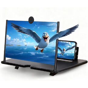 مكبر شاشة للهاتف، مكبر شاشة الهاتف المحمول عالي الدقة 12 بوصة لألعاب الفيديو والأفلام، حامل هاتف شفاف وخفيف الوزن قابل للطي متوافق مع جميع الهواتف الذكية (أسود) in Kuwait