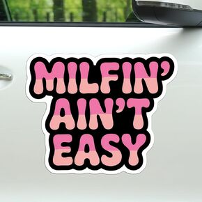 Magnet Milf'n Ain't Easy Magnet Decal Humorous Pink Black Reusable Magnetic Sign Sticker for Fridge Car Bumper Locker 5.5in in Kuwait
