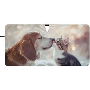 Car Windshield Sunshade-Cat and Dog Print, Foldable Sun Visor UV Blocking Heat Insulation Shading for Sedan SUV Truck S in Kuwait