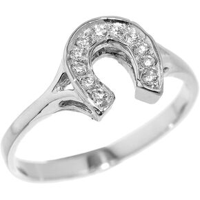 خاتم حدوة الحصان للسيدات من الفضة الإسترليني عيار 925 مرصع بالزركونيوم in Kuwait
