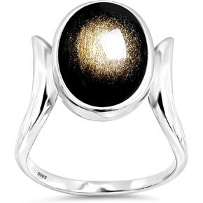 Sterling Silver Natural Oval Stone Irregular Ring,Oval Genuine Real Crystal Quartz Gemstone Statement Ring for Women in Kuwait