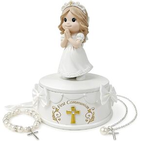هدايا المناولة الأولى للفتيات - تمثال فتاة المناولة المقدسة الأولى مع صندوق تذكار وسوار لؤلؤي، هدية تذكارية للمناولة الدينية للفتيات in Kuwait