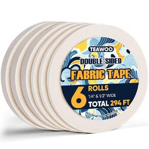 6 Rolls Double Sided Fabric Tape, 294 FT Hem Tape No Sewing No Iron, Quick Clothing Repairs, Clothing Tape for Fabric Bonding & DIY Crafts in Kuwait