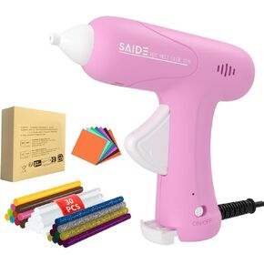 مجموعة مسدس الغراء الساخن، فوهة مضادة للحرق، مسدس ذوبان صغير سريع التسخين مع 30 قطعة من أعواد الصمغ للحرف اليدوية، والأعمال اليدوية، والفنون، والإصلاحات المنزلية السريعة (وردي) in Kuwait