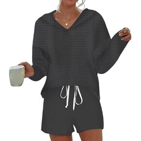 أطقم صالة LOZ للنساء مكونة من قطعتين بدلات رياضية للسفر بغطاء للرأس وأكمام طويلة مع شورت 2026 ملابس عصرية للإجازات in Kuwait