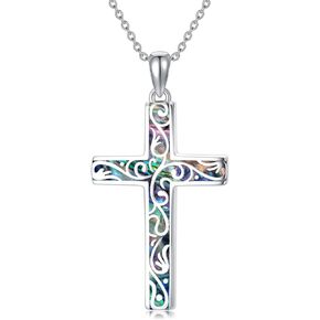 Cross Necklace for Men Women 925 Sterling Silver Cross Pendant Necklace Christian Religious Jewelry Gifts for Anniversary in Kuwait