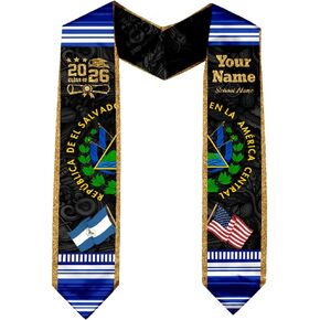 IZI POD Personalized Salvadorans American Flag Graduation Sash, Salvadorans Graduation Sash, El Salvador Graduation Stole in Kuwait