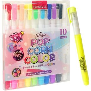 ADDY & PLUSY Dong-A قلم ألوان الفشار السحري المنتفخ 10 ألوان بطاقات تزيين ثلاثية الأبعاد، رسم، فنون صغيرة in Kuwait