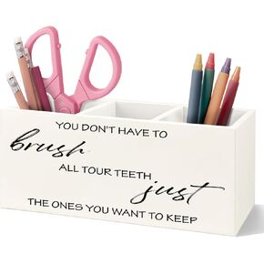 Dental Hygienist Assistant Gifts Tooth Pen Pencil Holder for Women, Dental Office Gifts,Dentist Hygienist Wooden Organizer for Home Office Desk Table-(Pink) in Kuwait