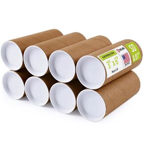 3" x 6" Reinforced Kraft Paper Mailing Tubes, Pack of 8 Tubes with 2 Caps Each – USPS Approved Poster Tube – Made in USA Cardboard Tube for Shipping and Storing Posters, Prints, Artwork, or Documents in Kuwait
