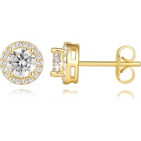 14K Gold Earrings for Women Gold Studs Earrings for Women Cubic Zirconia Earring studs for Womens Stud Radiate Luxury with Delicate cz Stud Earring for Womens 6.5/7.5/8.5mm in Kuwait