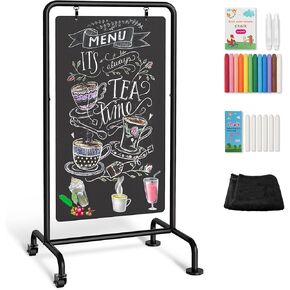 SELEAD Metal Swinging Chalkboard with Wheels - 40" x 20" Double Sided Rolling Sidewalk Chalk Board Easel Sign, Large Outdoor Indoor Menu Message Sandwich Pizarra for Business, Wedding, Cafe in Kuwait